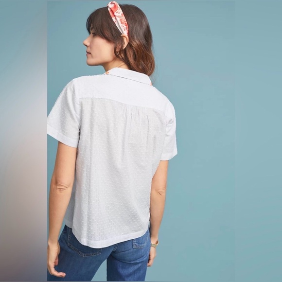 Anthropologie-Maeve-Christie-Embroidered-Floral-Button down-Blouse-Top-Cottage-6 - Picture 3 of 14